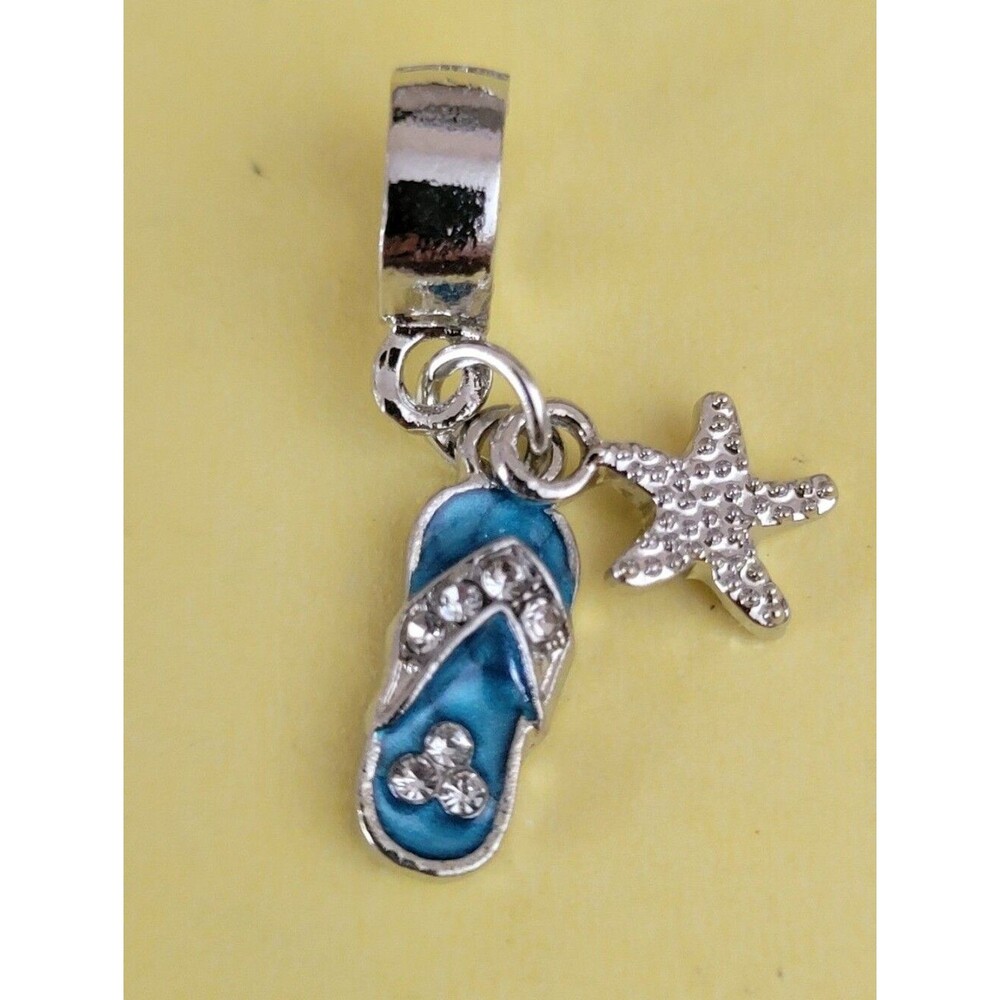 NWT For Pandora Charm Bracelet Blue Silver Color Sandal Starfish Dangle Charm